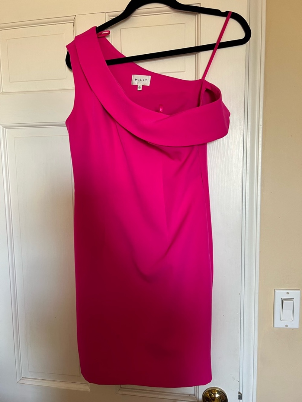 Milly One-Shoulder Fuchsia Asymmetrical Cocktail Dress